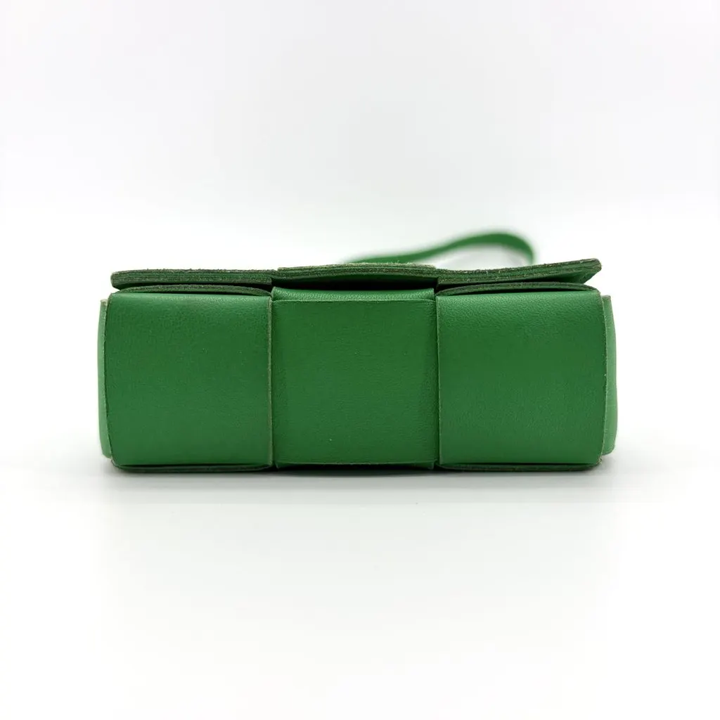 Bottega Veneta Mini Cassette Shoulder Bag Parakit Green Leather Good - Box View
