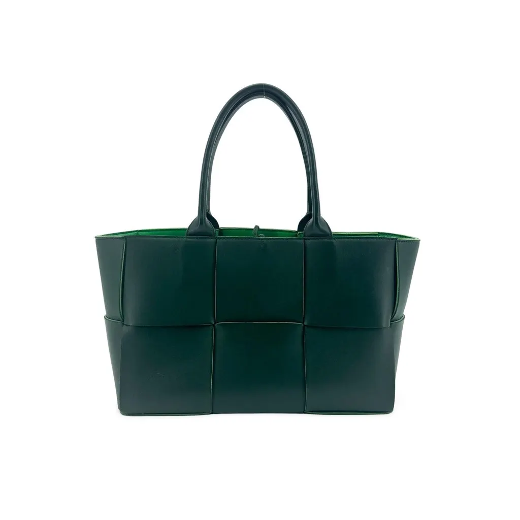 Bottega Veneta Small Arco Tote Bag Dark Green Green Leather Fair - Front View