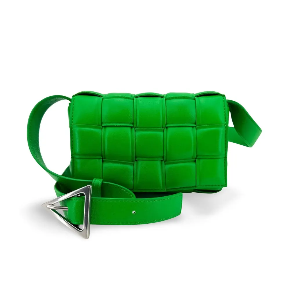 Bottega Veneta Mini Padded Cassette Belt Bag Green Green Leather Very good - Front View