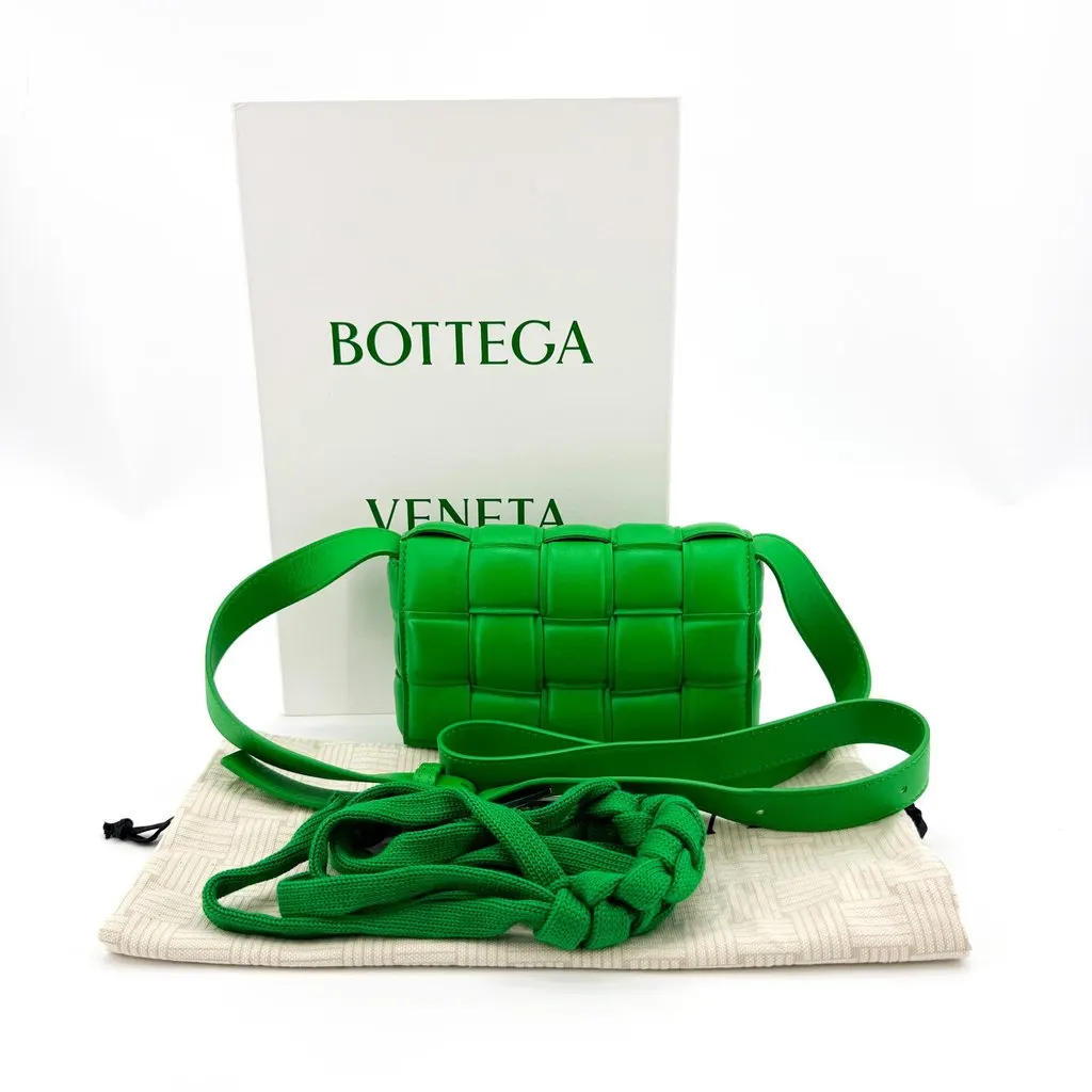 Bottega Veneta Mini Padded Cassette Belt Bag Green Green Leather Very good - Back View