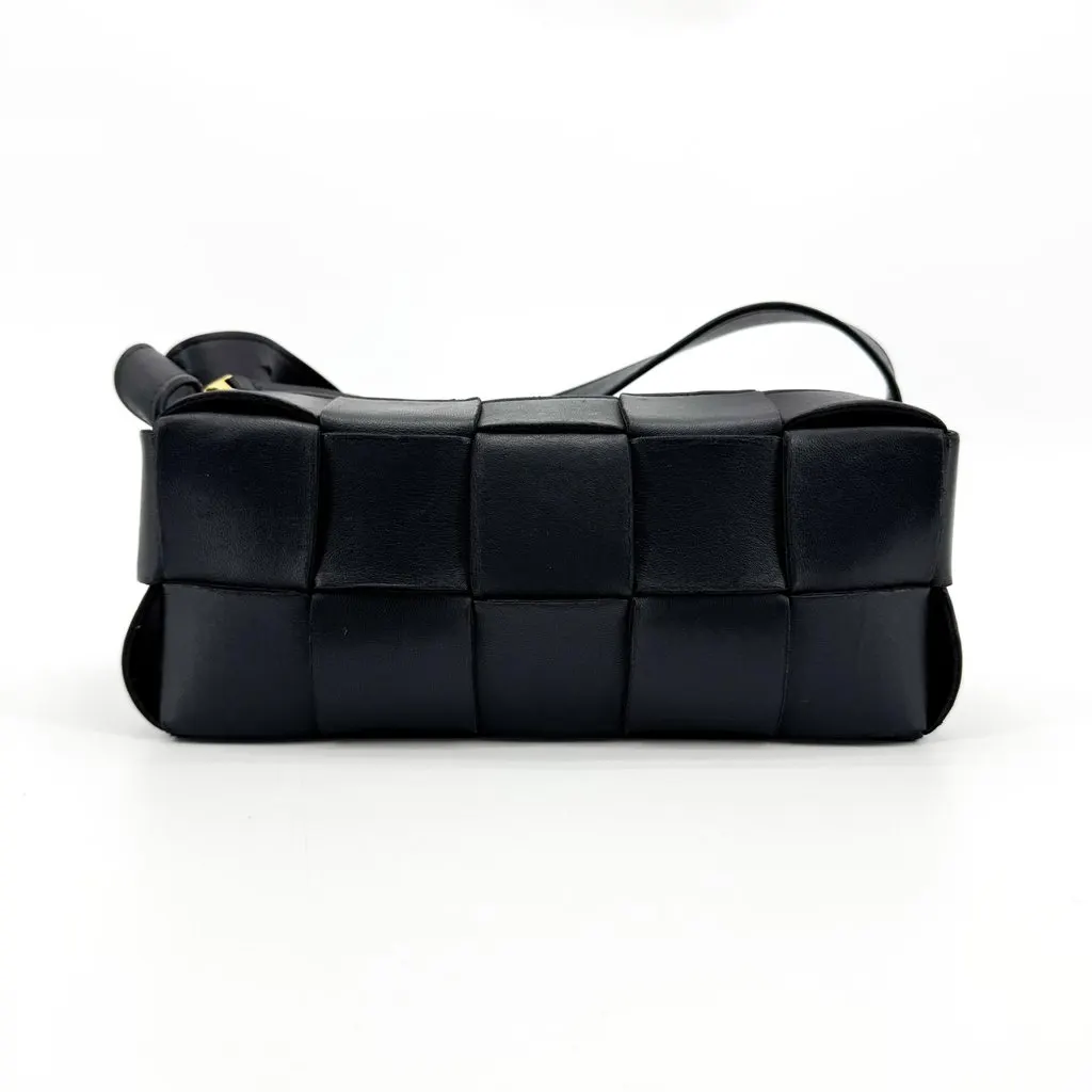 Bottega Veneta Small Brick Cassette Shoulder Bag Black Black Leather Good - Back View