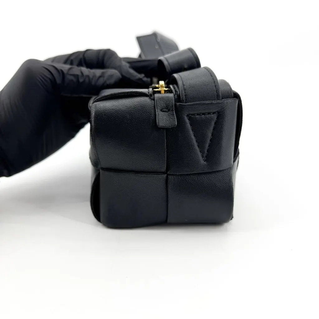 Bottega Veneta Small Brick Cassette Shoulder Bag Black Black Leather Good - Inside View