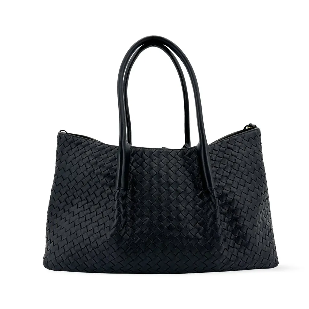 Bottega Veneta Intrecciato Medium Tote Bag Black Black Leather Very good - Front View
