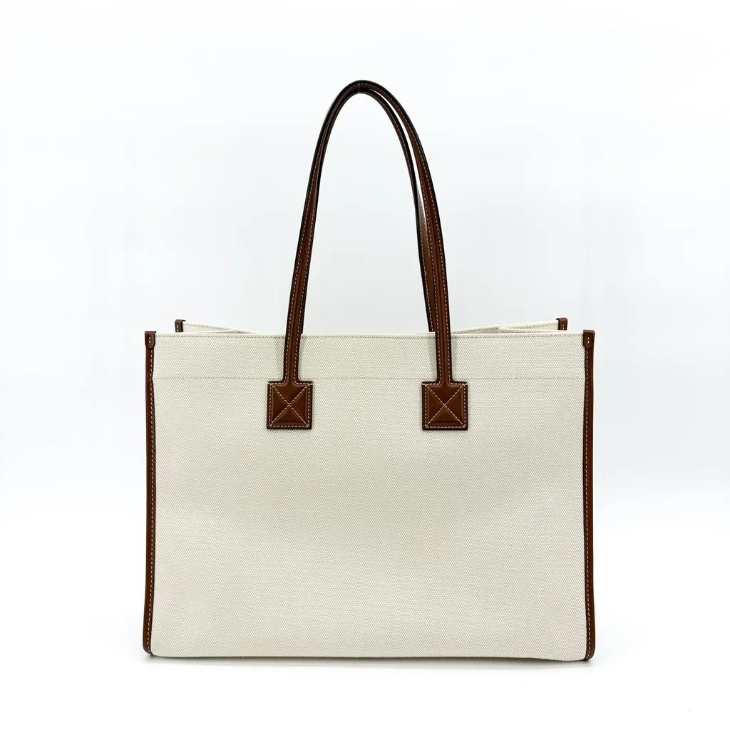 Burberry Medium Horseferry Print Canvas Freya Tote Bag Natural/Tan Beige Canvas Good - Inside View