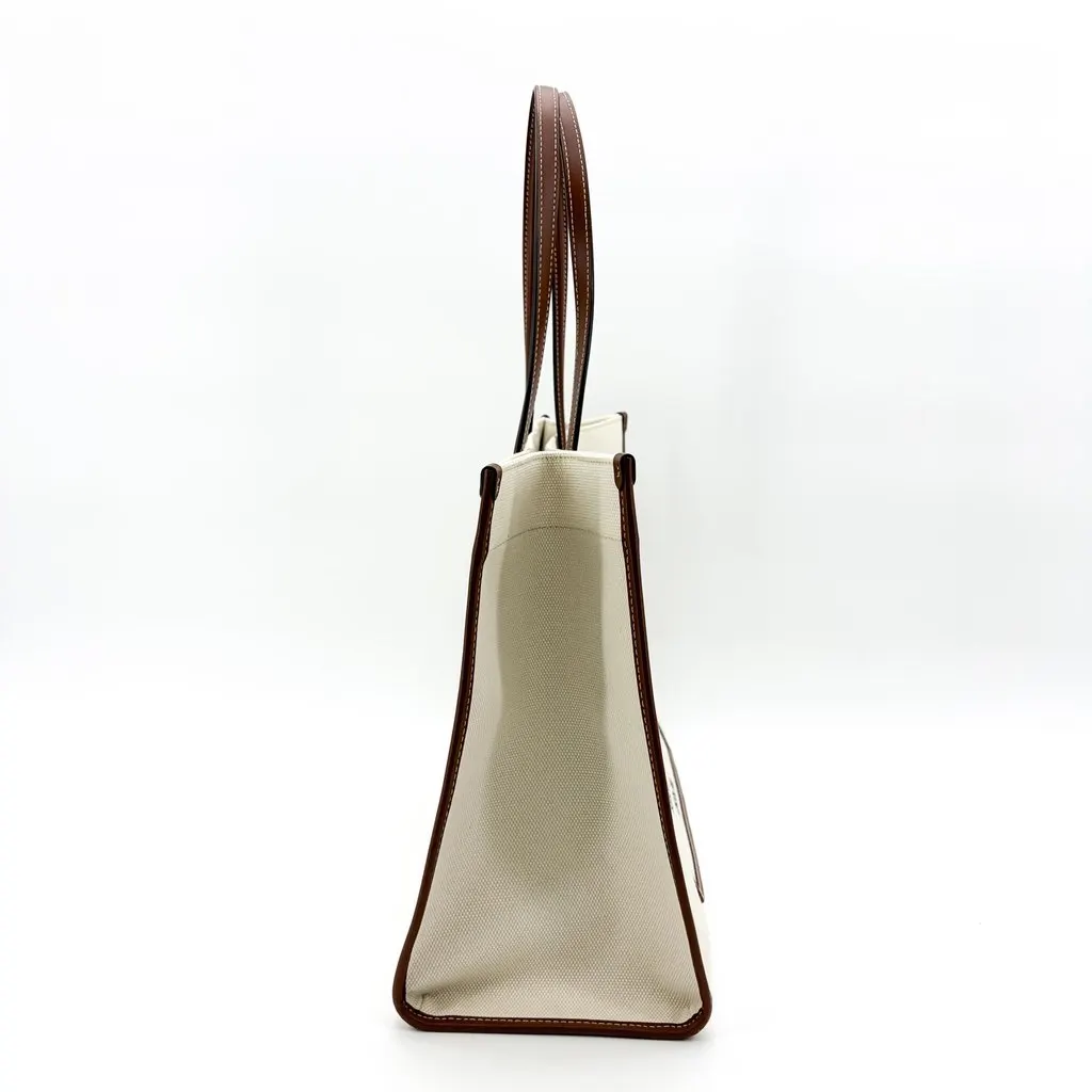 Burberry Medium Horseferry Print Canvas Freya Tote Bag Natural/Tan Beige Canvas Good - Box View