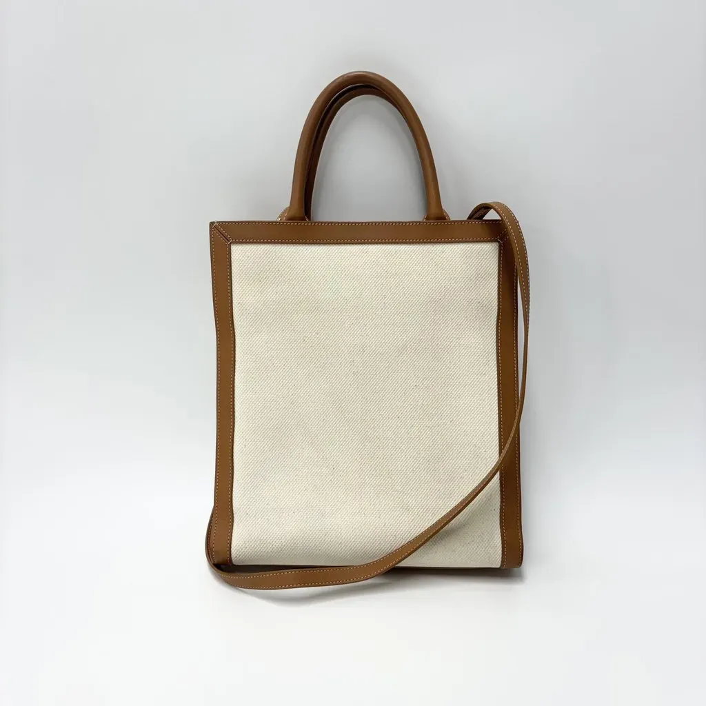 Celine Cabas Vertical Small Tote Bag Brown Leather Good - Back View