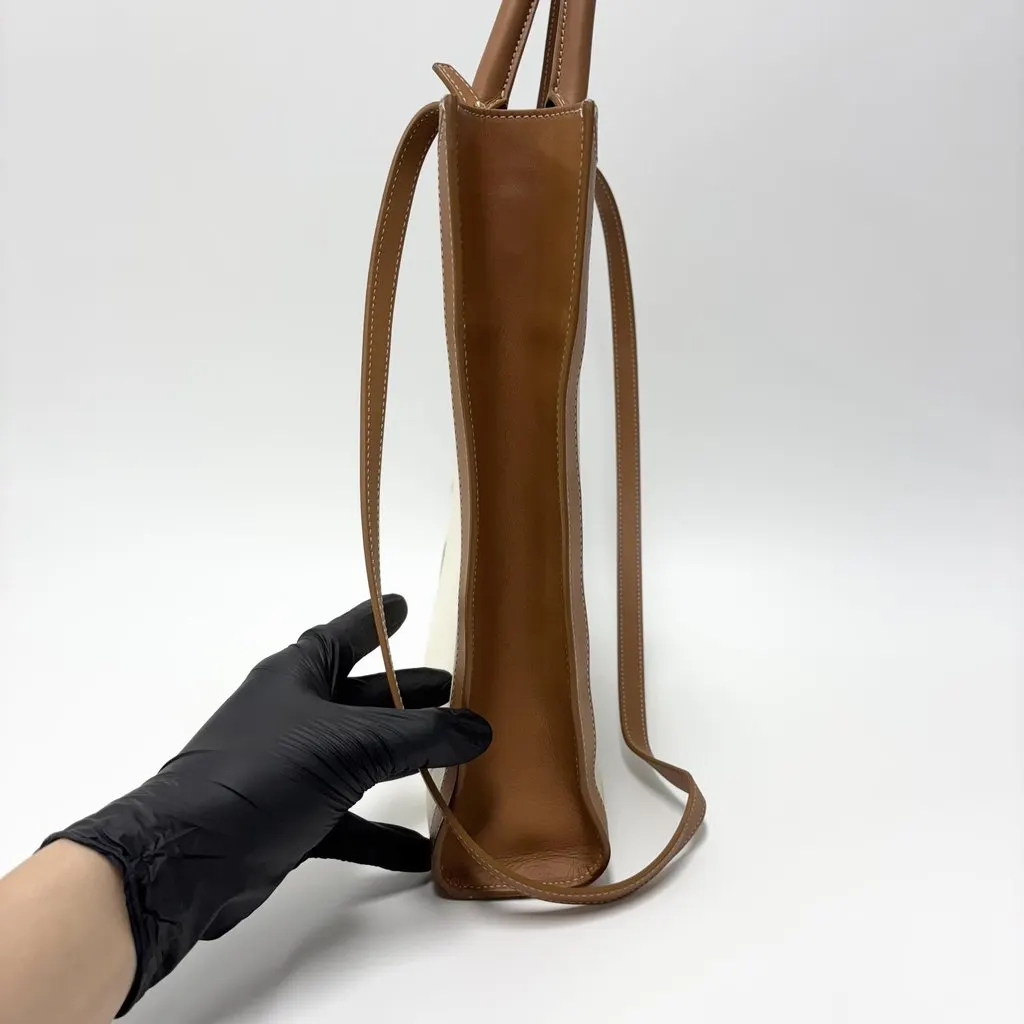 Celine Cabas Vertical Small Tote Bag Brown Leather Good - Model View