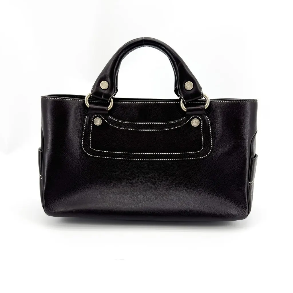 Celine Leather Boogie Bag Black Silver Hardware Black Leather Good - Inside View