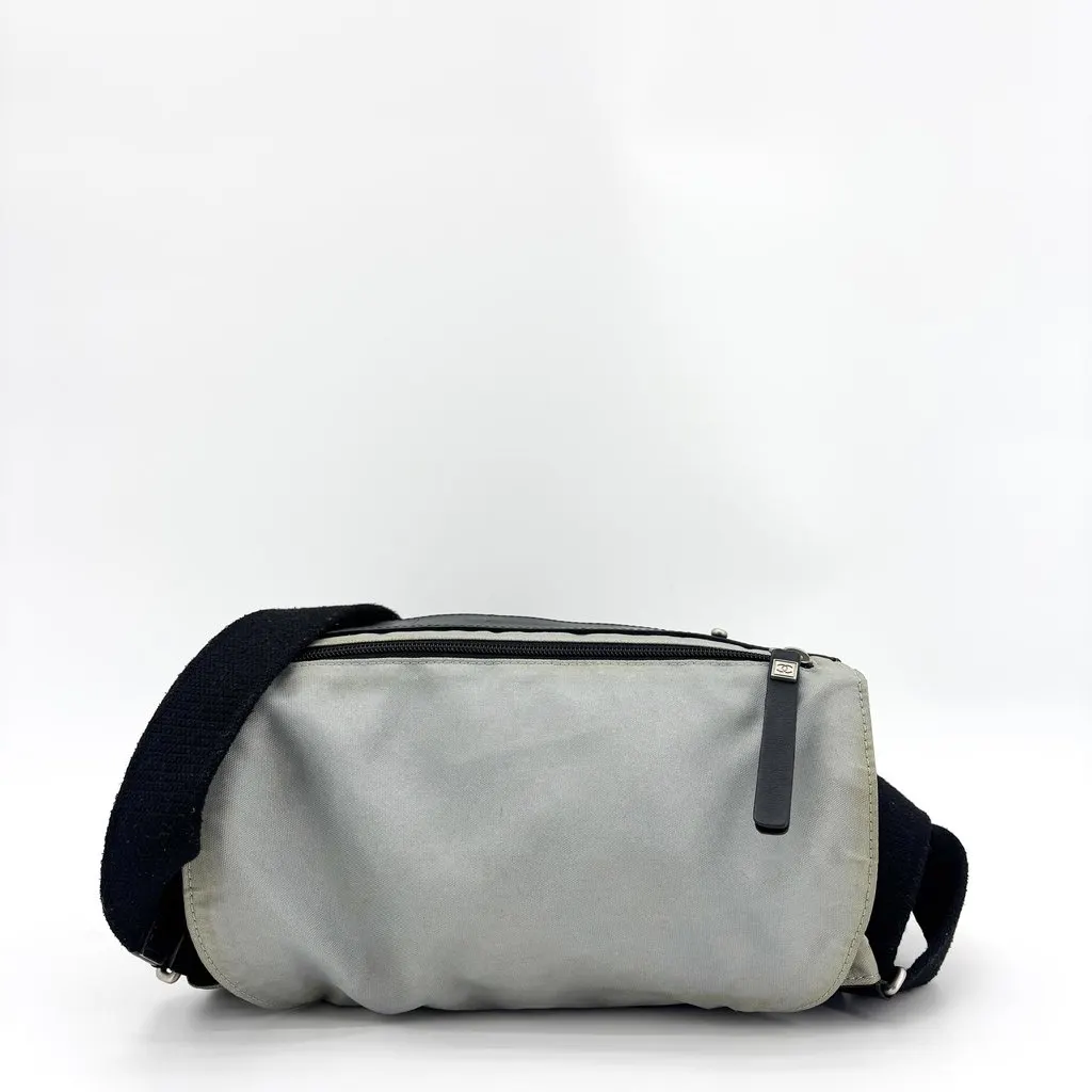 Chanel Sport Line Messenger Bag Grey Black Black Polyamide Fair - Back View