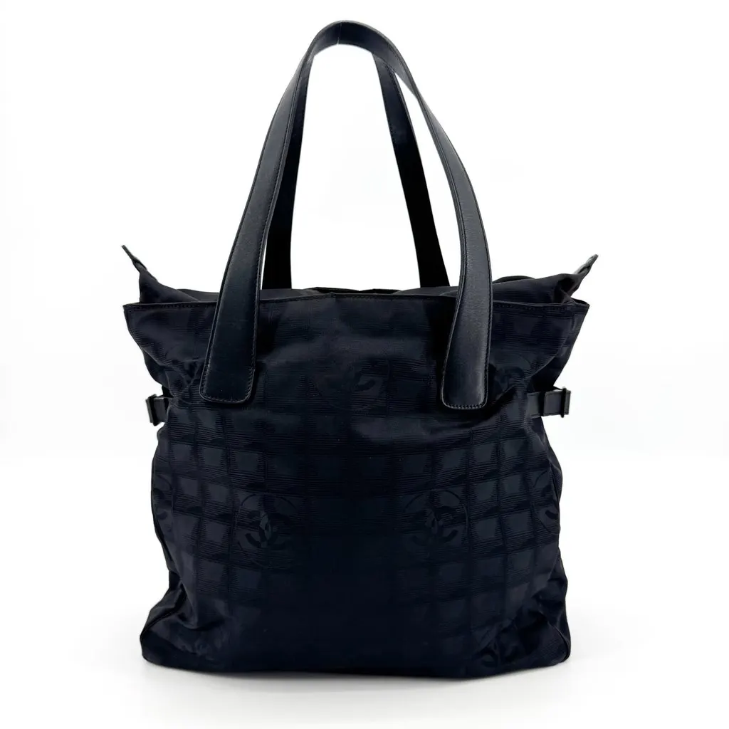 Chanel New Travel Line Tote MM Black Black Polyamide Good - Back View