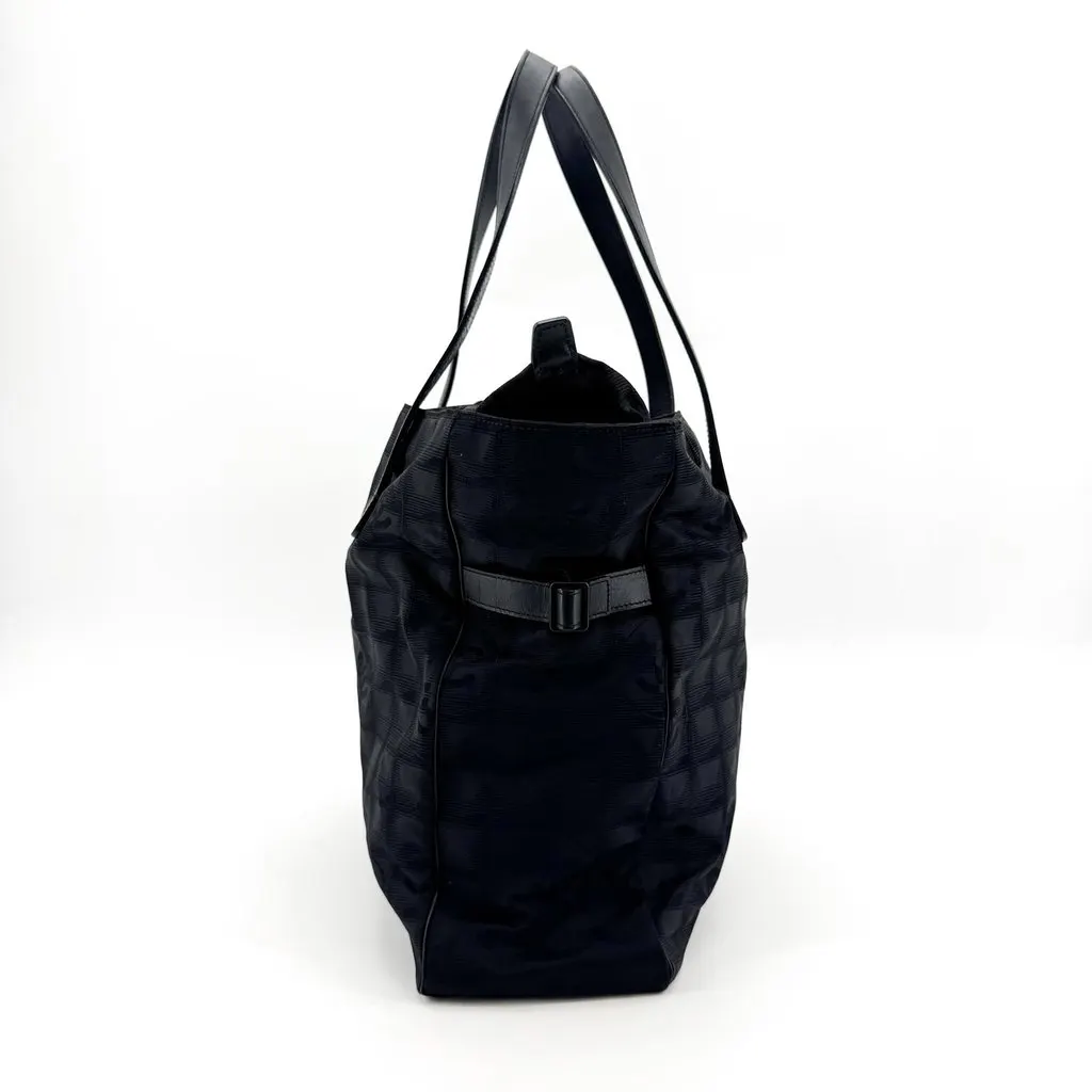 Chanel New Travel Line Tote MM Black Black Polyamide Good - Inside View