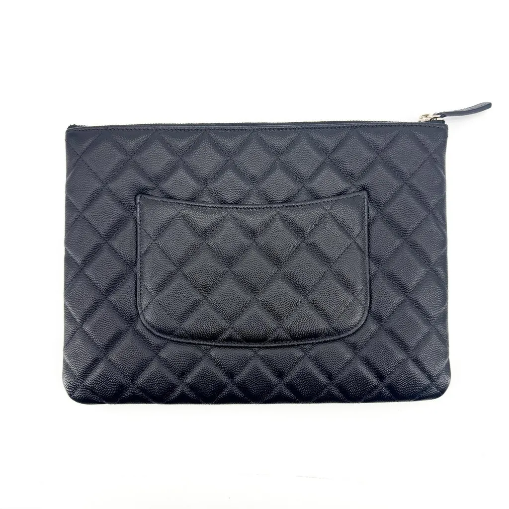 Chanel Classic Pouch New Medium Caviar Gold Hardware Black Black Leather Very good - Inside View