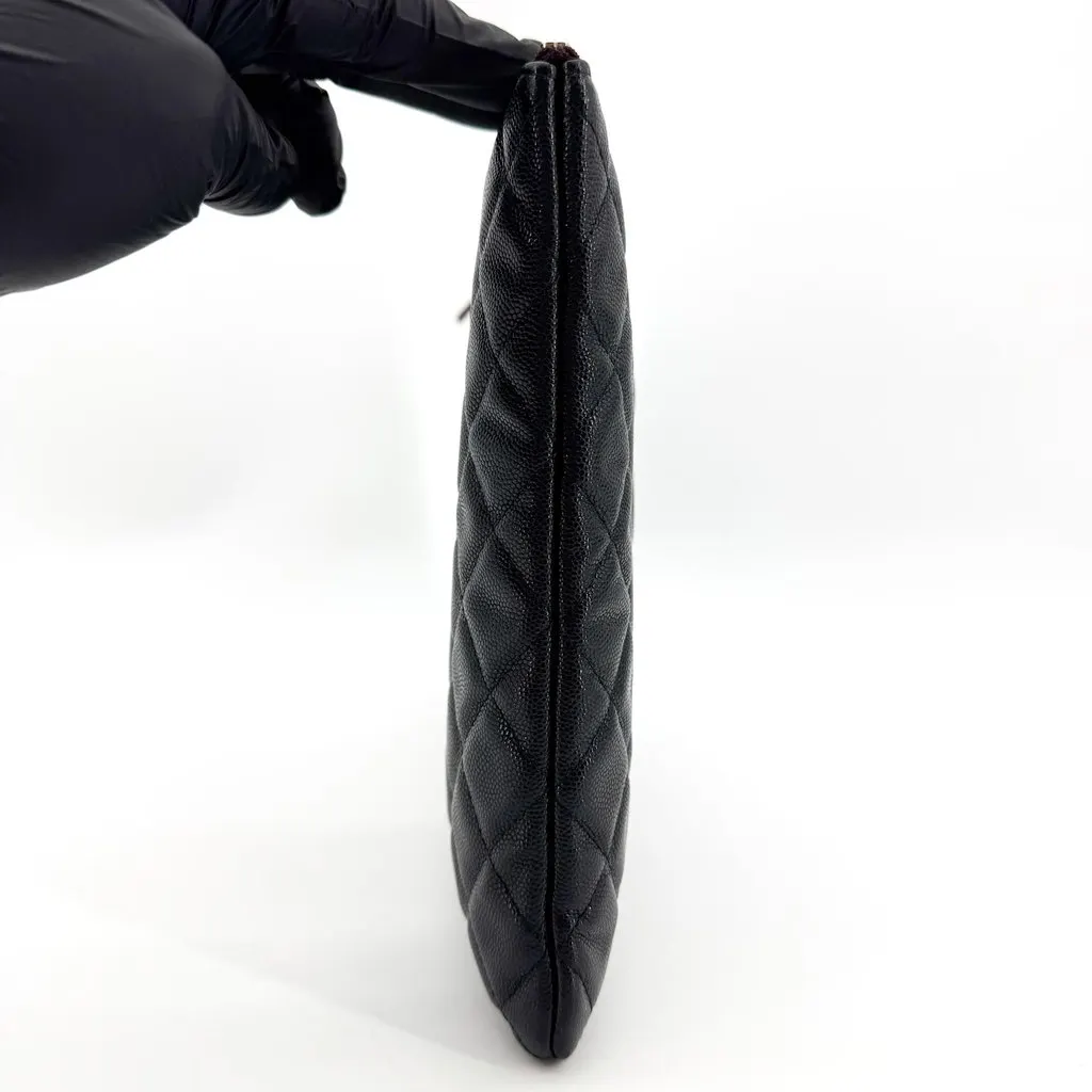 Chanel Classic Caviar O-Case Large Clutch Black Silver Hardware Black Leather Very good - Box View