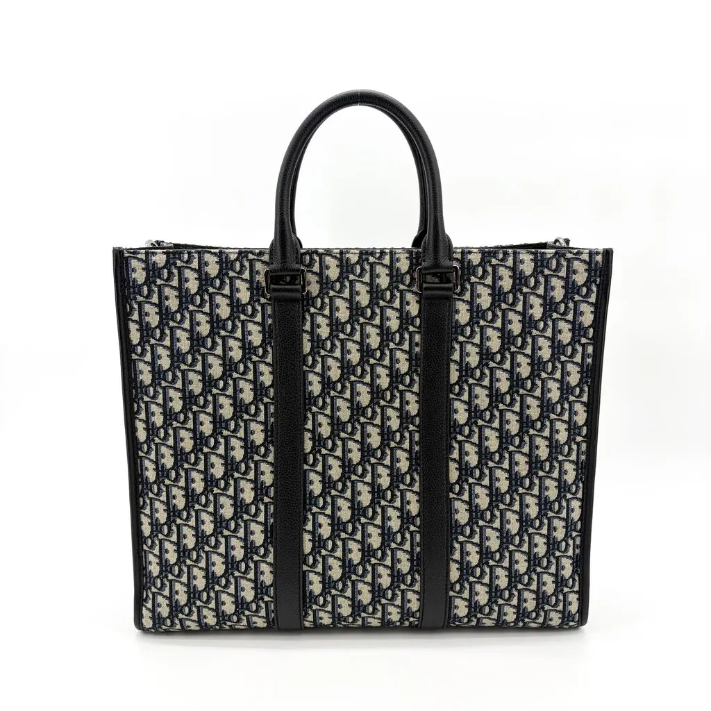 Dior Ringott Tote Bag Navy Oblique Jacquard Beige Jacquard Very good - Inside View