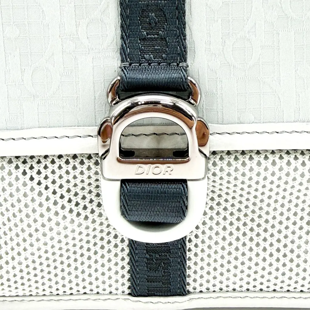 Dior Hit the Road Strap Pouch Grey CD Diamond Canvas Navy Canvas Good - Box View