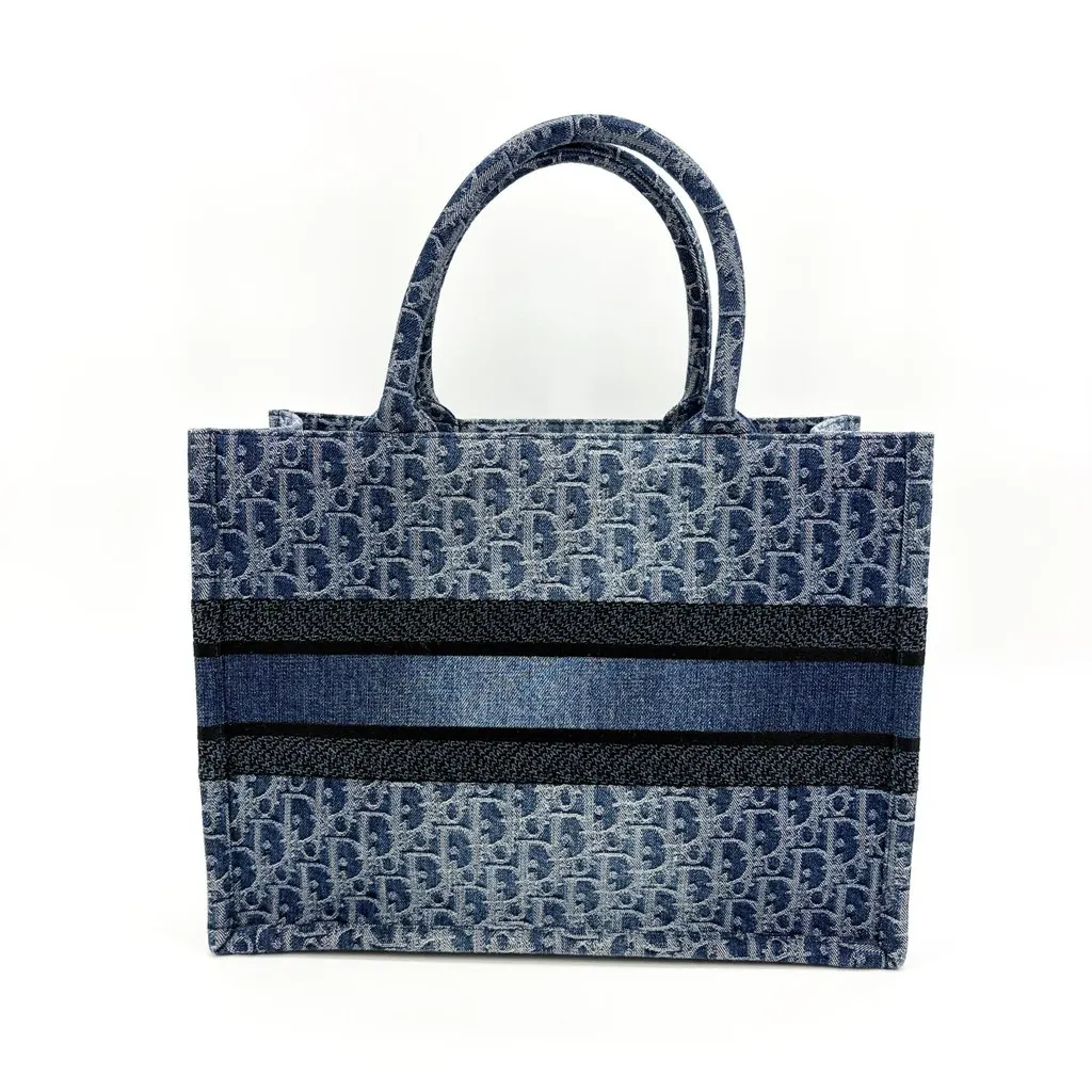 Dior Medium book tote blue oblique embroidery Blue Canvas Very good - Inside View