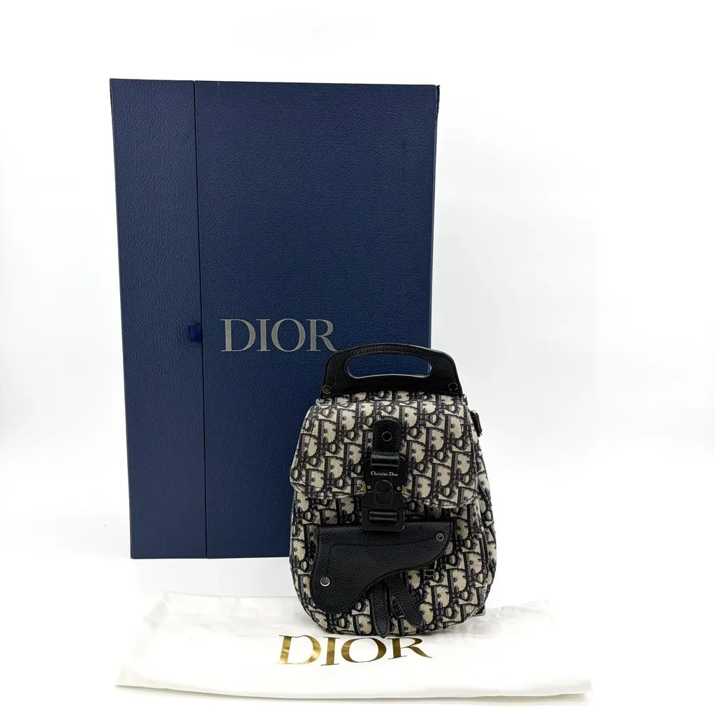 Dior Saddle Gallop Backpack Oblique Beige Jacquard Very good - Back View