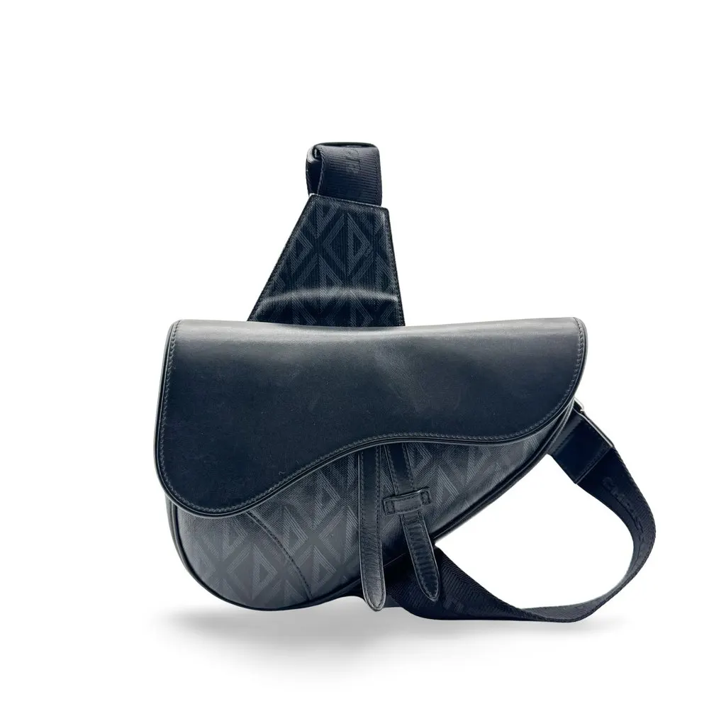 Dior Saddle Bag Black CD Diamond Canvas