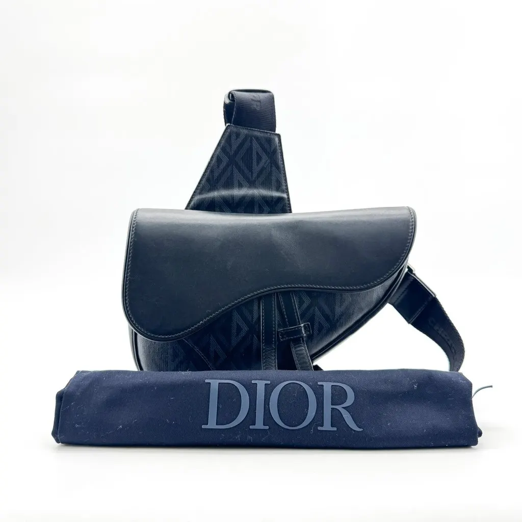 Dior Saddle Bag Black CD Diamond Canvas Black Canvas Very good - Back View