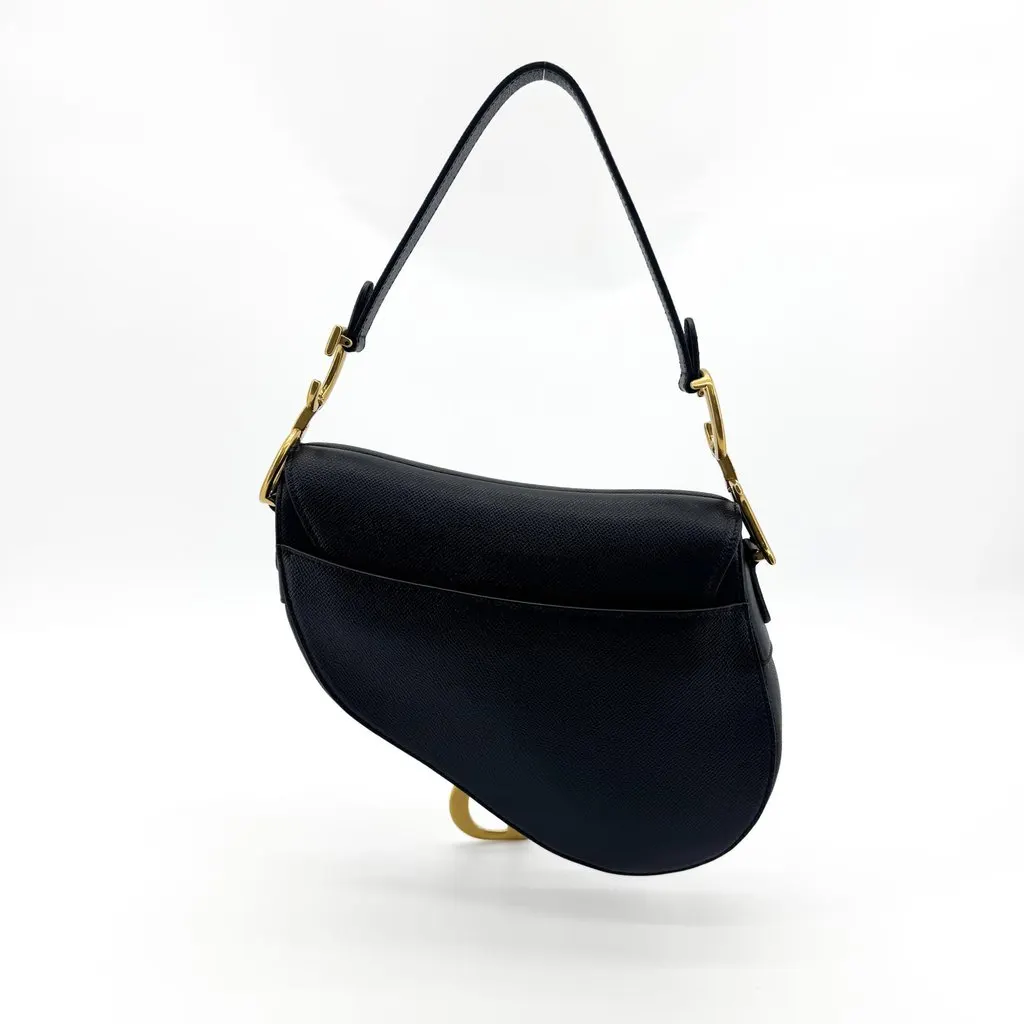 Dior Medium Saddle Bag Black Grained Calfskin Black Leather Very good - Inside View