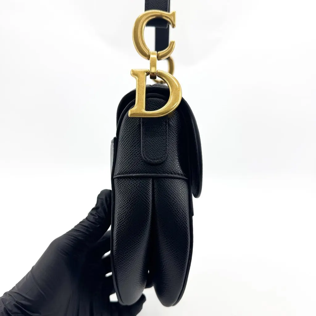 Dior Medium Saddle Bag Black Grained Calfskin Black Leather Very good - Box View