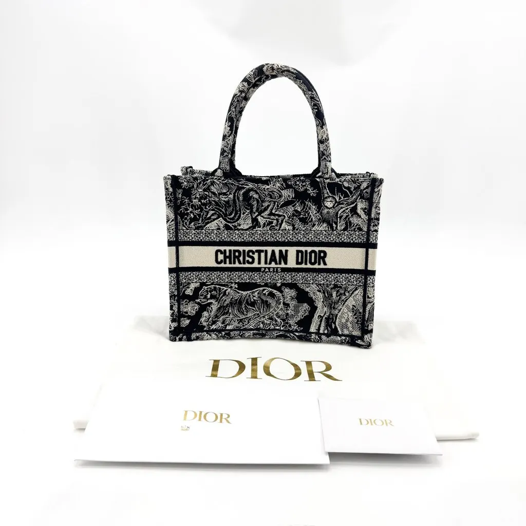 Dior Small Book Tote Navy Toile de Jouy Embroidery Navy Canvas Very good - Back View
