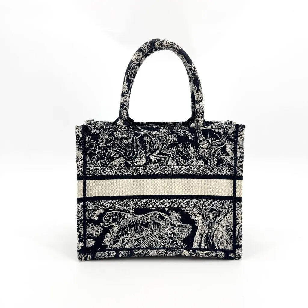 Dior Small Book Tote Navy Toile de Jouy Embroidery Navy Canvas Very good - Inside View