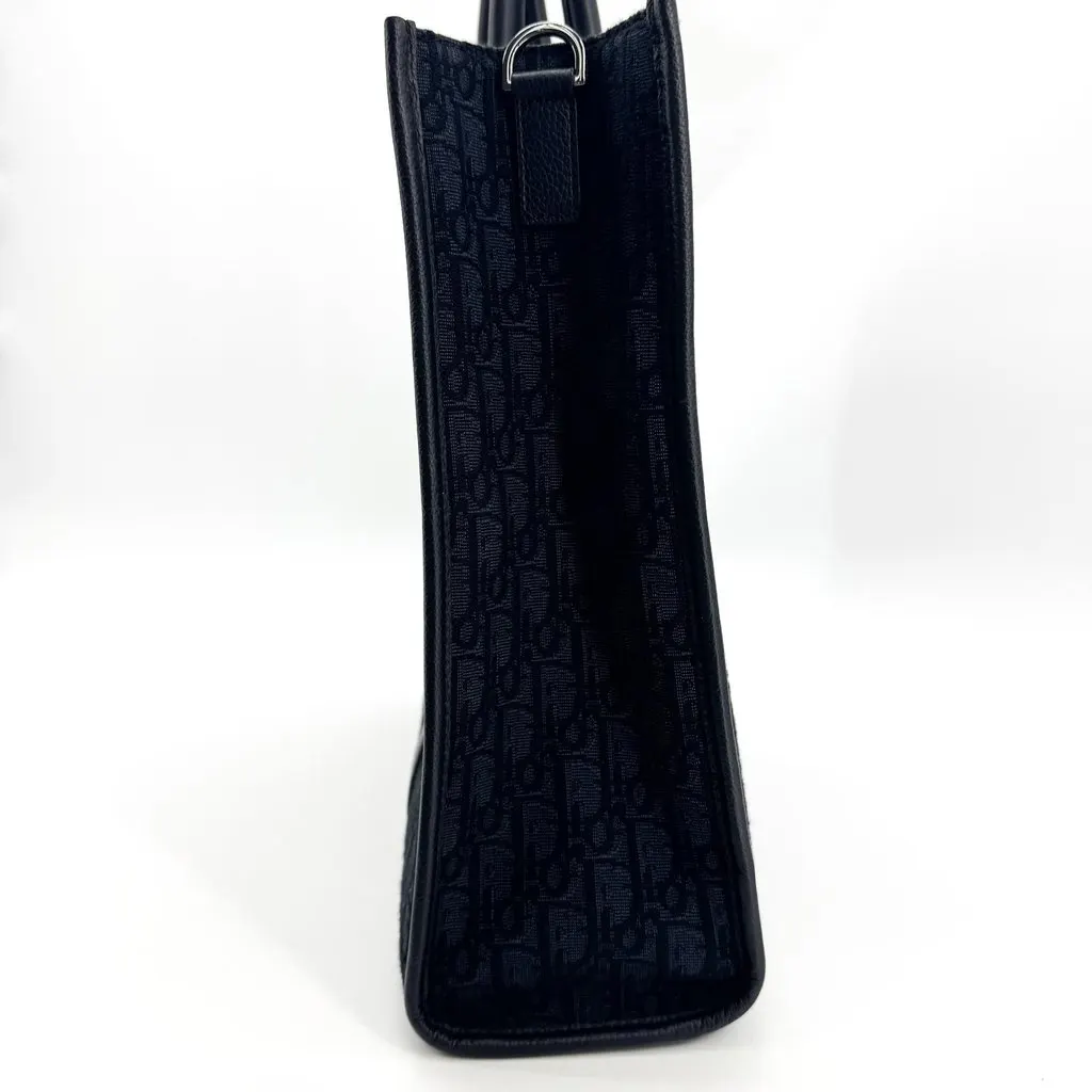 Dior Navy Oblique Jacquard Vertical Tote Bag Black Jacquard Good - Box View