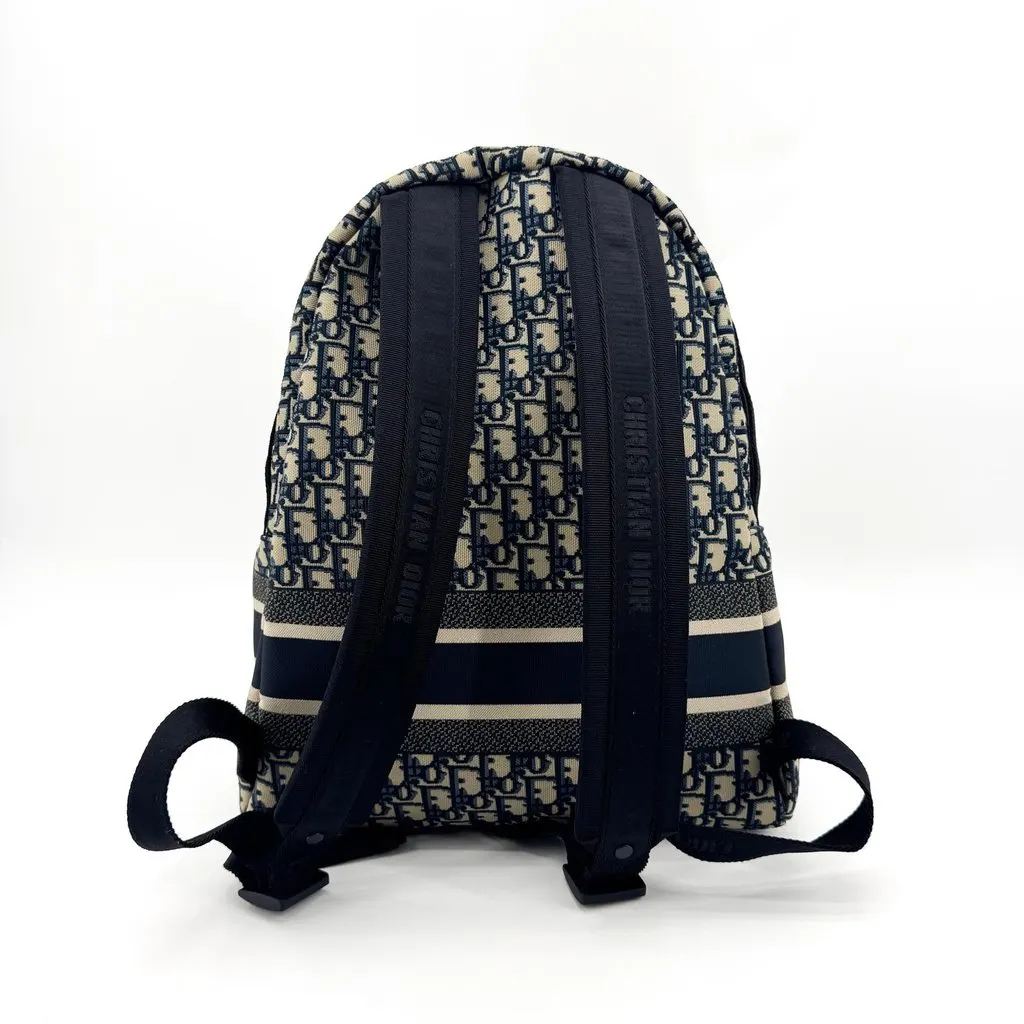 Dior DiorTravel Backpack Blue Oblique Beige Jacquard Good - Inside View