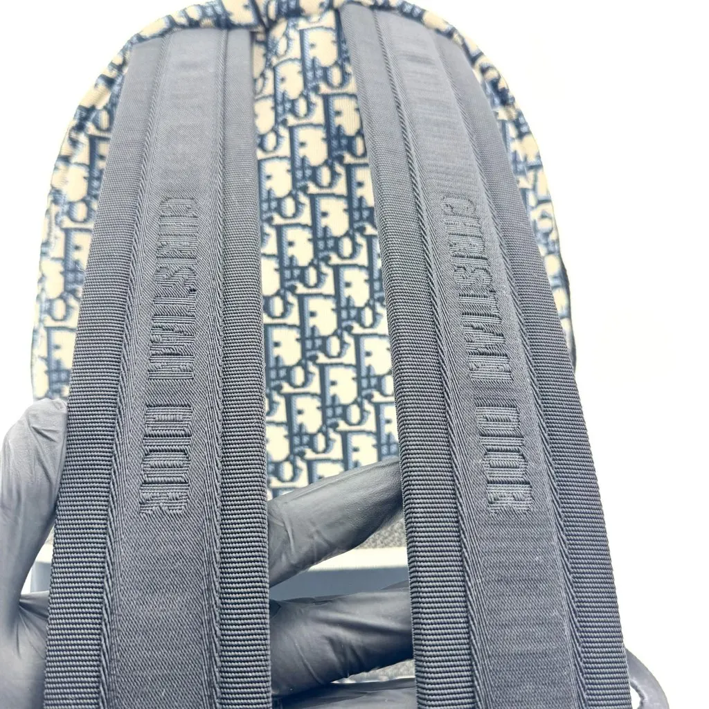Dior DiorTravel Backpack Blue Oblique Beige Jacquard Good - Model View