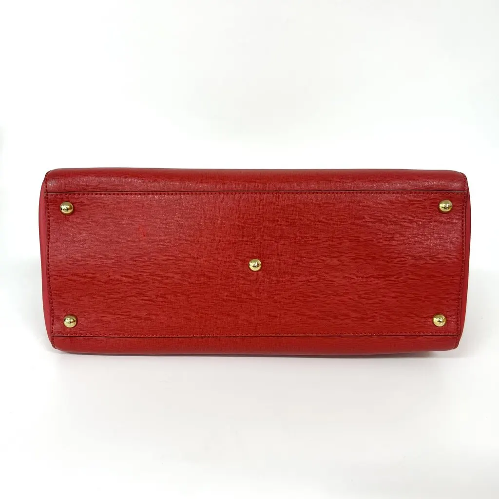 Fendi Medium 2-Jour Tote Bag Red Gold Leather Good - Box View