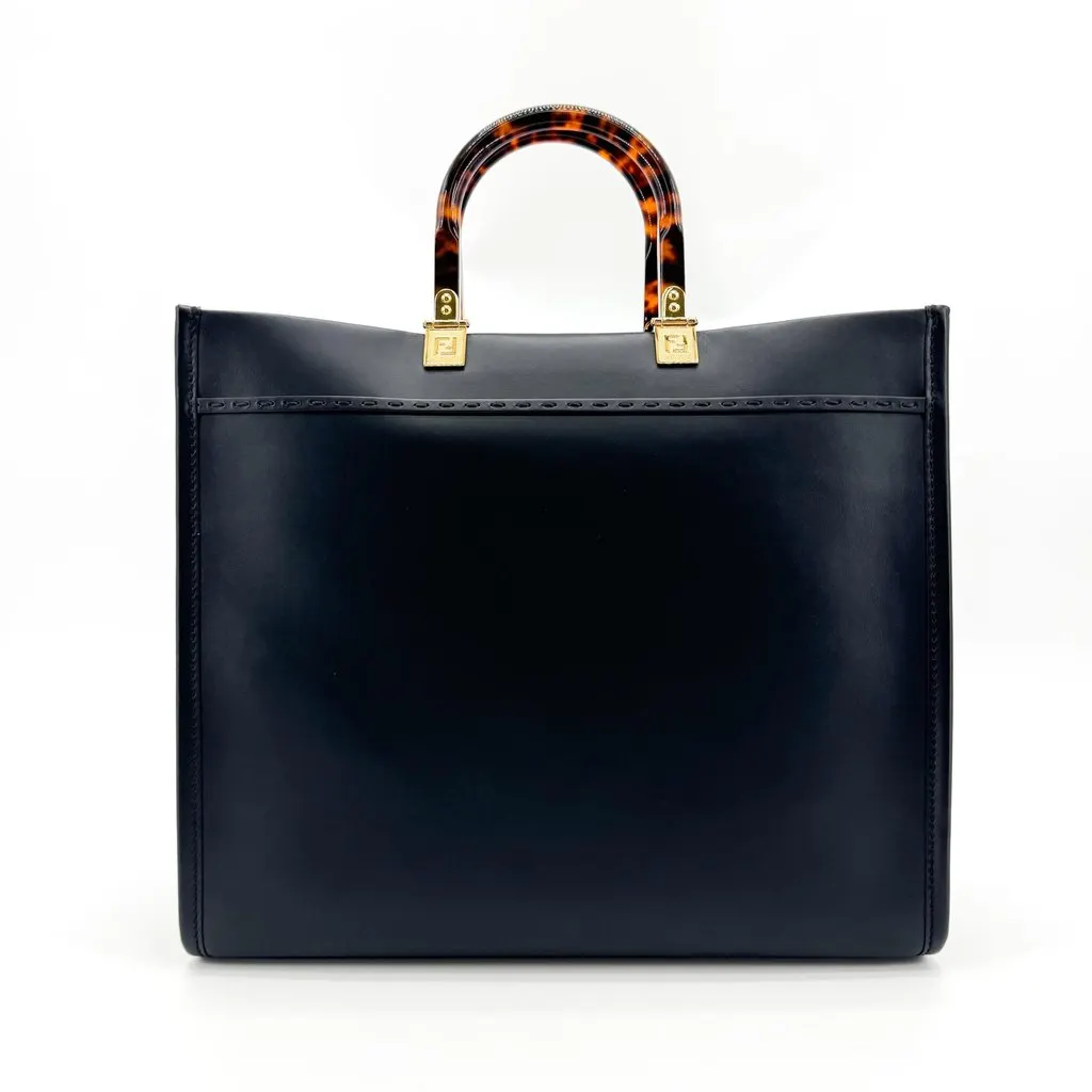 Fendi Sunshine Medium Leather Tote Bag Black Black Leather Very good - Inside View