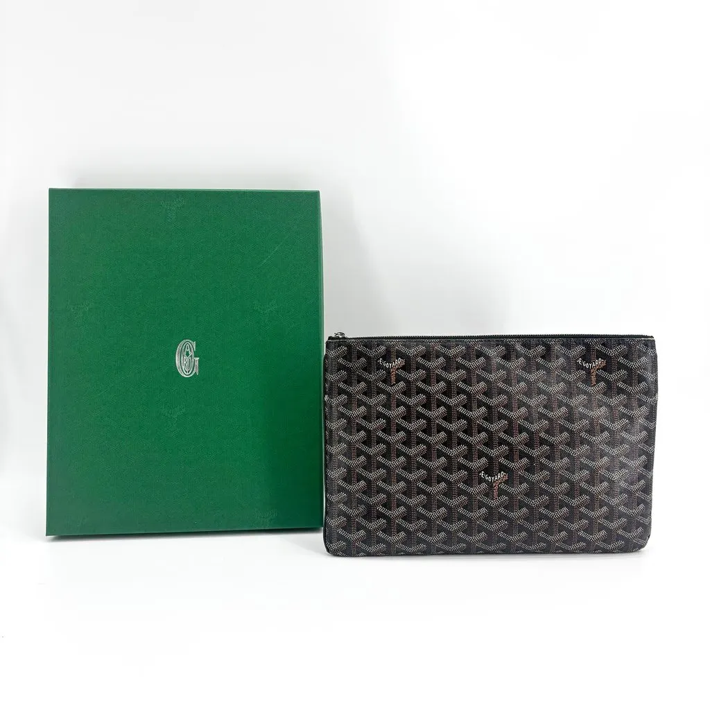 Goyard Senat Clutch MM Black Black Canvas Good - Back View