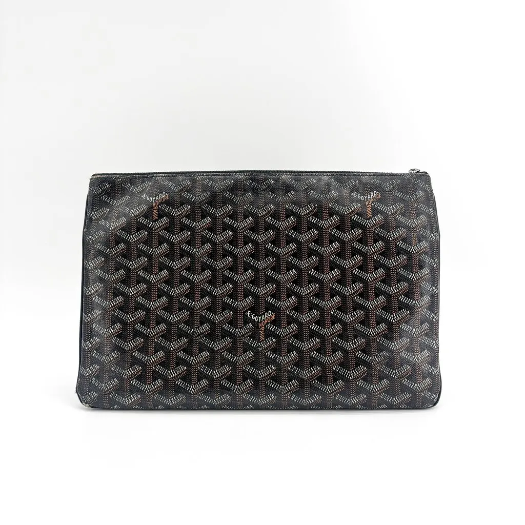 Goyard Senat Clutch MM Black Black Canvas Good - Inside View