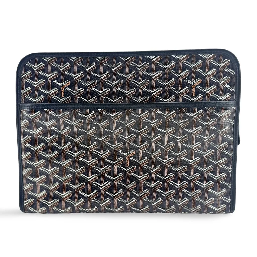 Goyard Jouvence Toiletry Clutch Black Canvas Good - Front View