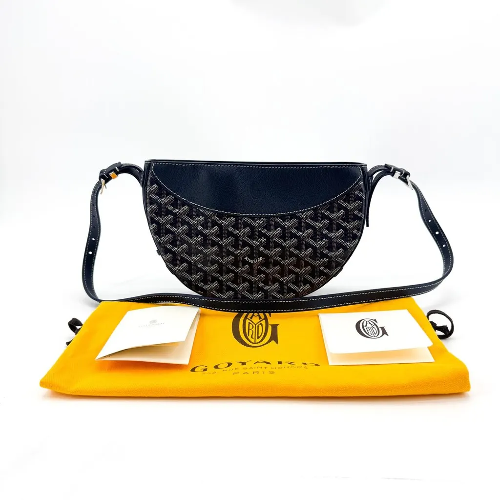 Goyard Saint-Gilles Shoulder Bag Navy Brown Canvas Very good - Back View