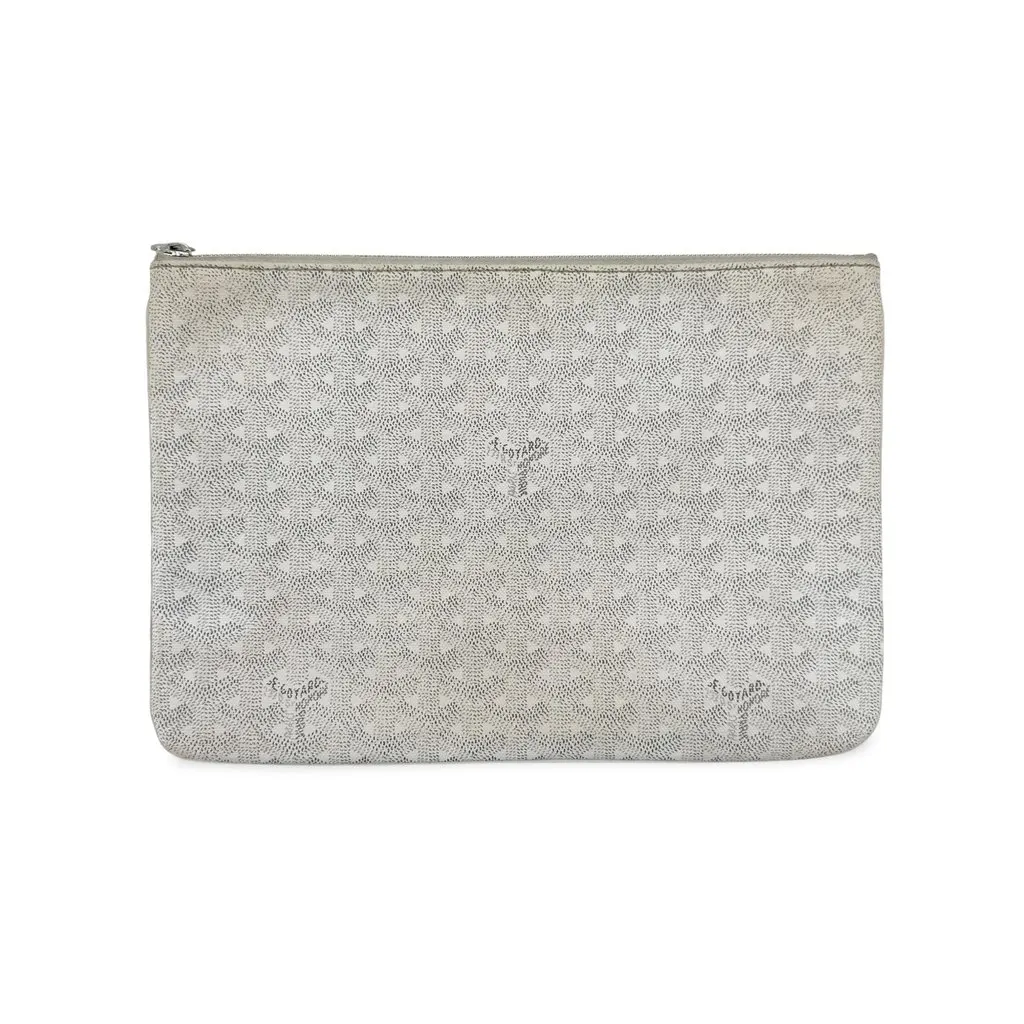 Goyard Senat Clutch MM White White Canvas Good - Front View
