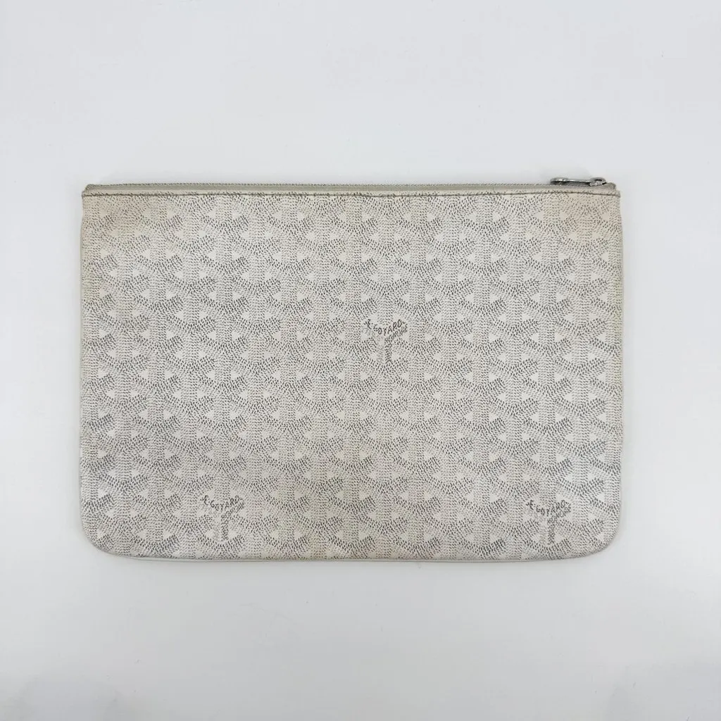 Goyard Senat Clutch MM White White Canvas Good - Back View