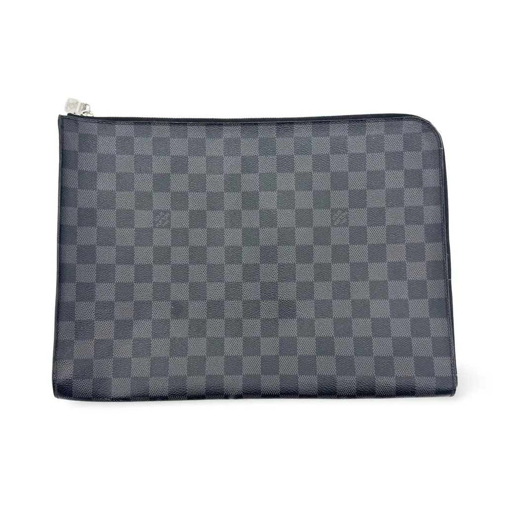 Goyard Louis Vuitton Damier Graphite Pochette Jour GM Black Canvas Fair - Front View