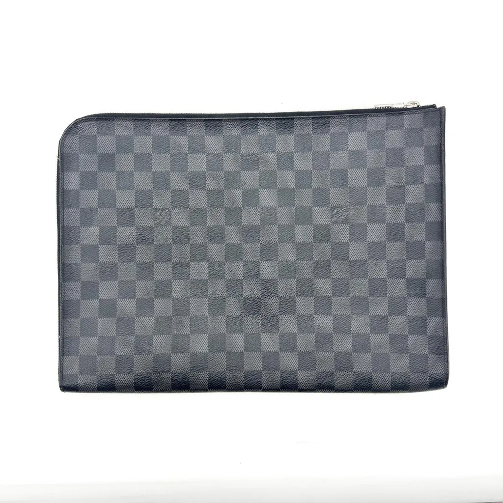 Goyard Louis Vuitton Damier Graphite Pochette Jour GM Black Canvas Fair - Back View