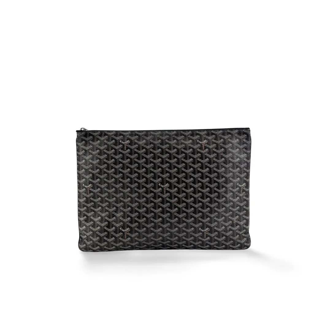 Goyard Senat Clutch MM Black Black Canvas Good - Front View