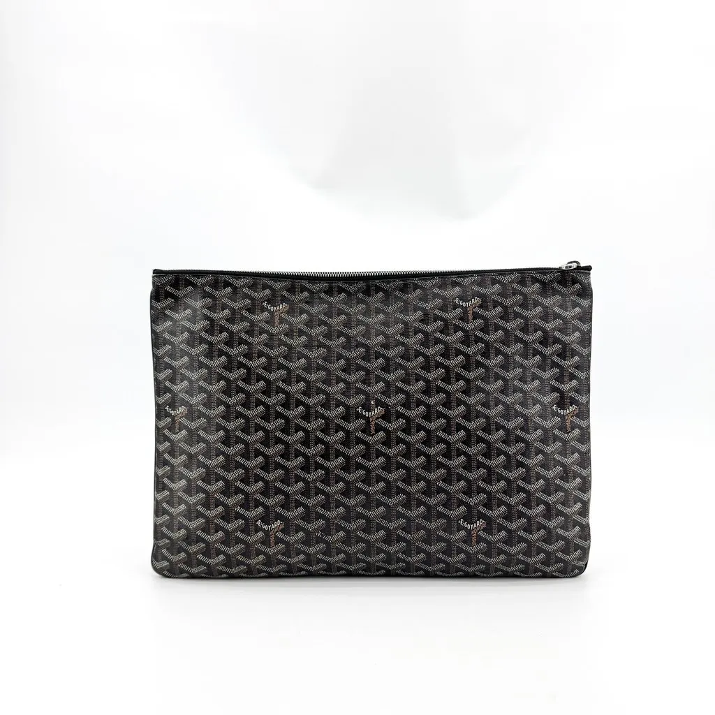 Goyard Senat Clutch MM Black Black Canvas Good - Back View
