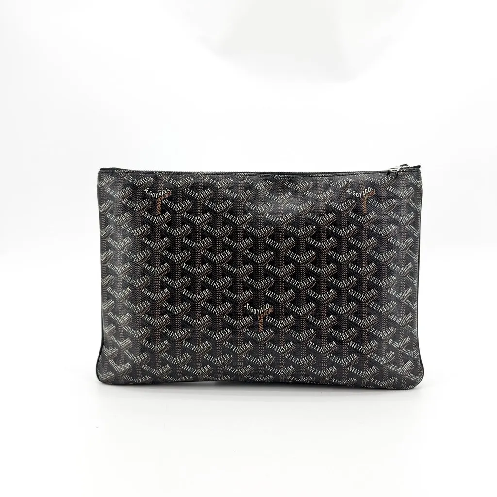 Goyard Senat Pouch MM Black Black Canvas Good - Inside View