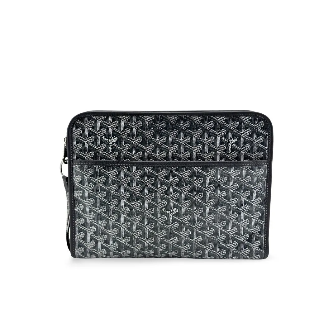 Goyard Jouvence MM Clutch Black Black Canvas Good - Front View