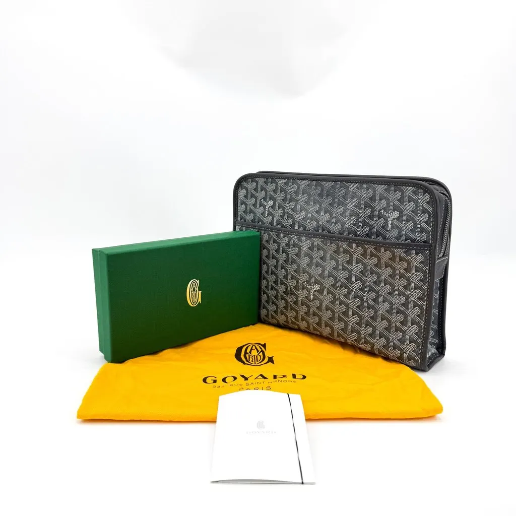 Goyard Jouvence MM Clutch Black Black Canvas Good - Back View