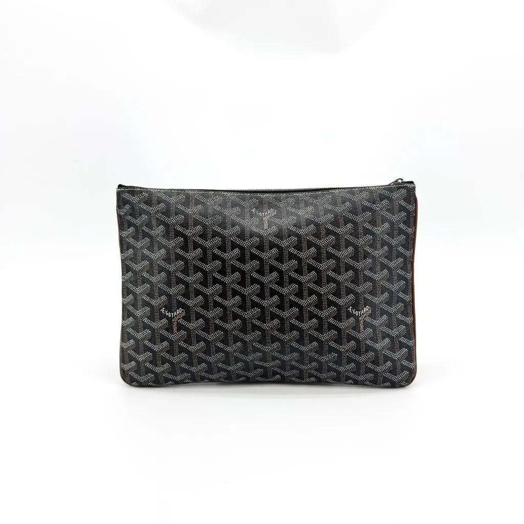 Goyard Senat Pouch PM Black Black Canvas Good - Back View