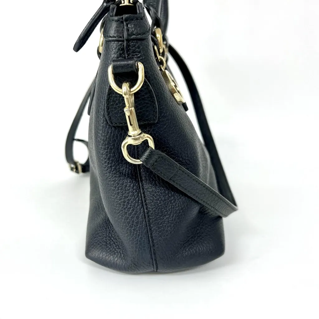 Gucci Interlocking G Medium Pebble Leather Tote Bag Black Black Fair - Inside View