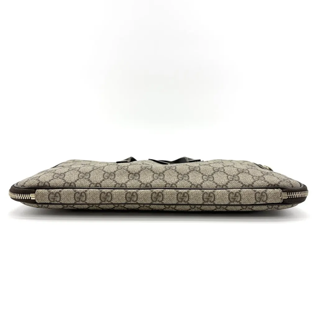 Gucci GG Supreme Canvas Briefcase Brown Beige Canvas Good - Box View