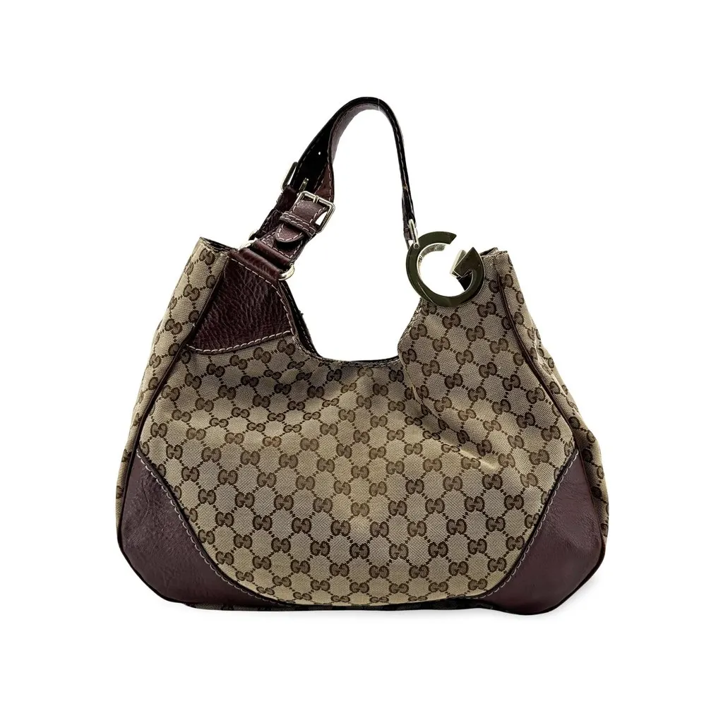Gucci GG Canvas Charlotte Shoulder Bag Brown Beige Canvas Good - Front View