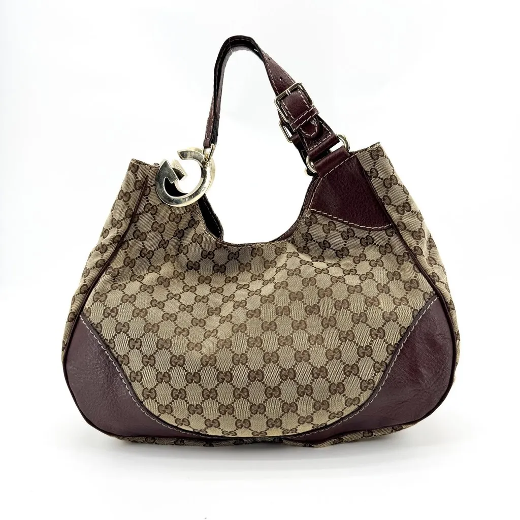Gucci GG Canvas Charlotte Shoulder Bag Brown Beige Canvas Good - Back View